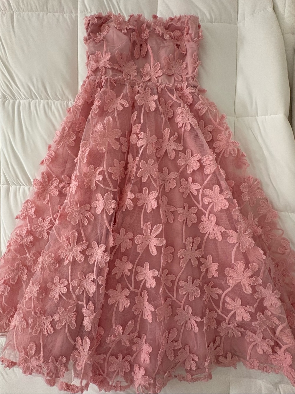 Selfie Leslie Strapless Dusty Rose Floral Appliqué Tulle Gown